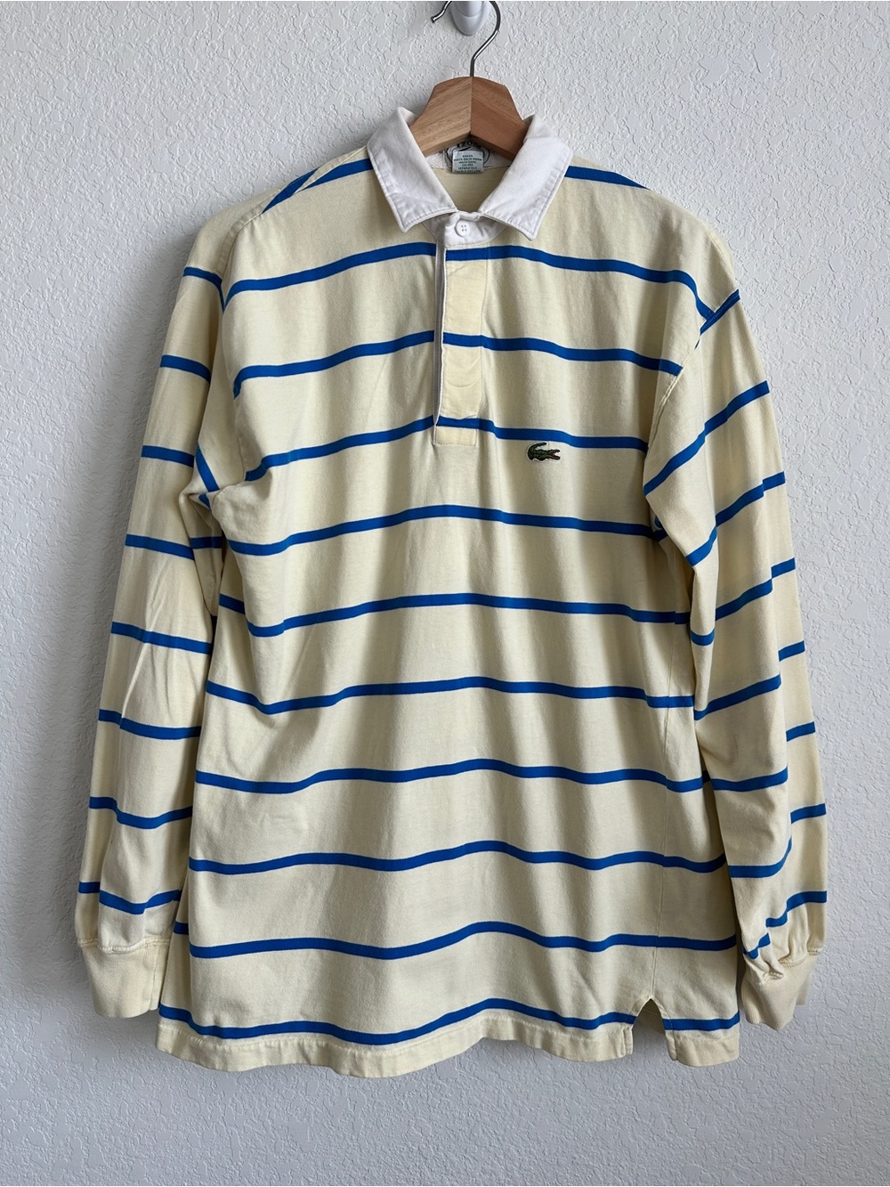 VTG 80s Izod Lacoste Mens Medium Long Sleeve Striped Rugby Polo Shirt